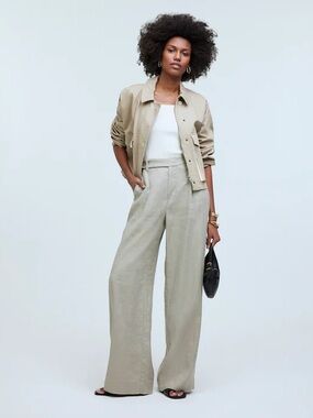 Madewell Harlow Wide-Leg Linen Pants - Light Taupe